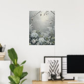 Witte Winter Hortensia Bloemstuk Kunst Centrumstuk Poster (Thuiskantoor)