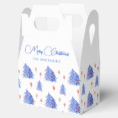 Witte Winter Ijs Blauwe Bomen Hulst Bes Kerstmis Bedankdoosjes (Geopend)