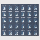 Witte Winter Kerst cadeau ideeën  blauw Cadeaupapier (Vlak)