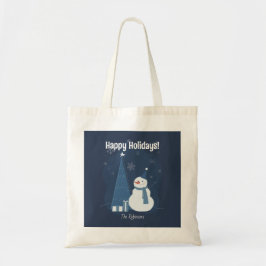 Witte Winter Kerst cadeau ideeën blauw Tote Bag
