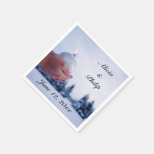 Witte Winter Kerstkaars Scene Papieren servetten (Hoek)