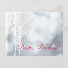 Witte Winter Kerstkaart met Rustieke Bomen Feestdagenkaart