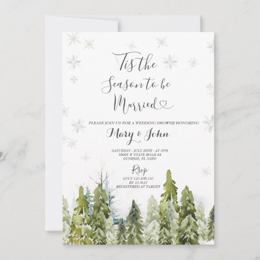 Witte Winter Kerstmis Sneeuw Bruiloft Kaart (Voorkant)