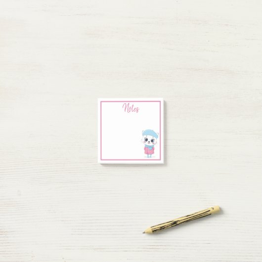 Witte Winter Kitten Post-it Briefjes Post-it® Notes (Op bureau)