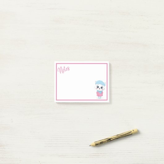 Witte Winter Kitten Post-it Notities Post-it® Notes (Op bureau)