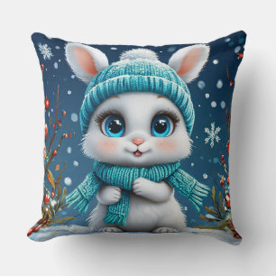 ❄️ Witte Winter Konijn Knus Decoratie Cadeau 🐰 Kussen