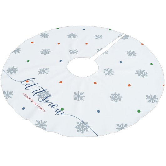 Witte winter Laat het sneeuwen aangepaste naam Kerstboom Rok (Gekanteld)