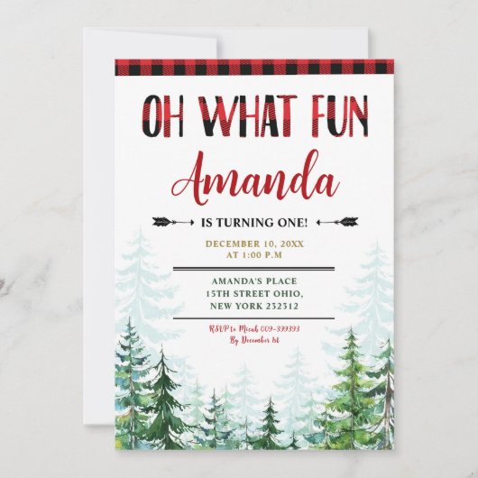 Witte Winter Lumberjack Oh Wat leuk Eerste Verjaar Kaart (Voorkant)