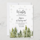 Witte Winter Onederland verjaardag Woodland Forest Kaart (Voorkant)