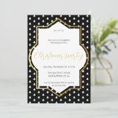 Witte winter op zwart en goud kerstfeest aankondiging (Staand voorkant)