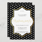 Witte winter op zwart en goud kerstfeest aankondiging (Voorkant / Achterkant)