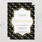 Witte winter op zwart en goud kerstfeest aankondiging (Voorkant / Achterkant)