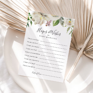 Witte Winter Pioen Baby shower Hopes & Wishes Kaar Briefkaart