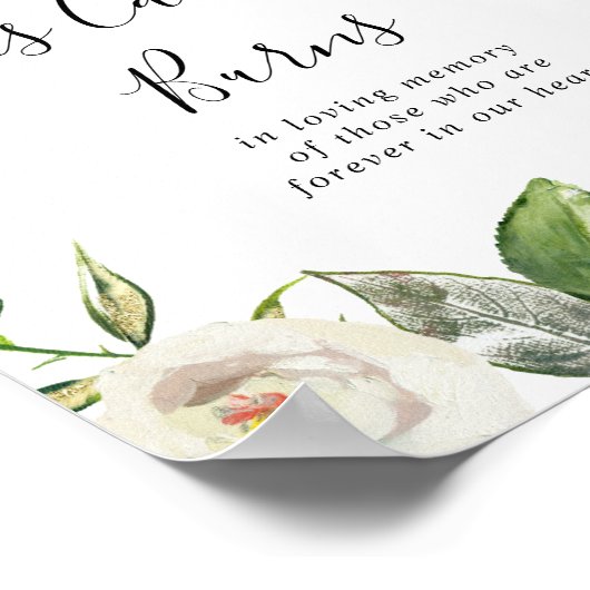 Witte Winter Pioen Bloem Deze Kaars Brandt Bord Poster (Hoek)