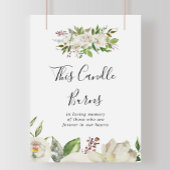 Witte Winter Pioen Bloem Deze Kaars Brandt Bord Poster