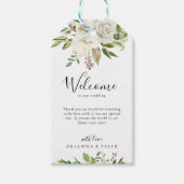 Witte Winter Pioen Bloemen Bruiloft Welkom Cadeaulabel (Voorkant)