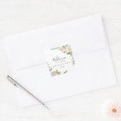 Witte Winter Pioen Bloemen Bruiloft Welkom Vierkante Sticker (Envelop)