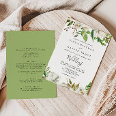 Witte Winter Pioen Bloemen Voor & Achterbruiloft Kaart