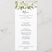 Witte Winter Pioen Bloemendiner Menu (Voorkant)