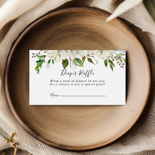 Witte Winter Pioen Bloemenluier Raffle Ticket Informatiekaartje