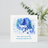 Witte winter rendier herten kerstkaart (Staand voorkant)