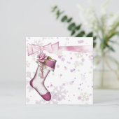 Witte Winter Roze Sneeuwvlok Baby shower Kaart (Staand voorkant)