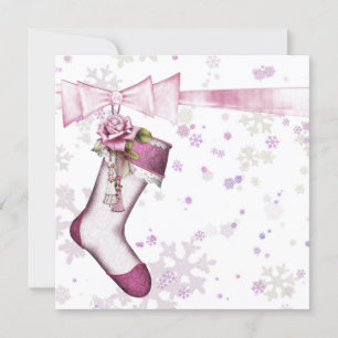 Witte Winter Roze Sneeuwvlok Baby shower Kaart