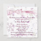 Witte Winter Roze Sneeuwvlokken Baby shower Kaart (Achterkant)