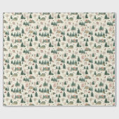Witte winter: sneeuw, bomen en slee rijden cadeaupapier (Vlak)