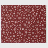 Witte Winter Sneeuwvlok Crimson Red Cadeaupapier (Vlak)