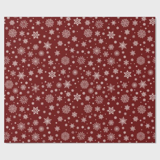 Witte Winter Sneeuwvlok Crimson Red Cadeaupapier (Vlak)