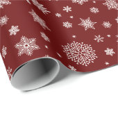 Witte Winter Sneeuwvlok Crimson Red Cadeaupapier (Rol Hoek)