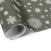 Witte Winter Sneeuwvlok Donker Pine Groen Cadeaupapier (Rol Hoek)