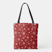 Witte Winter Sneeuwvlok Helder Rood Tote Bag (Achterkant)