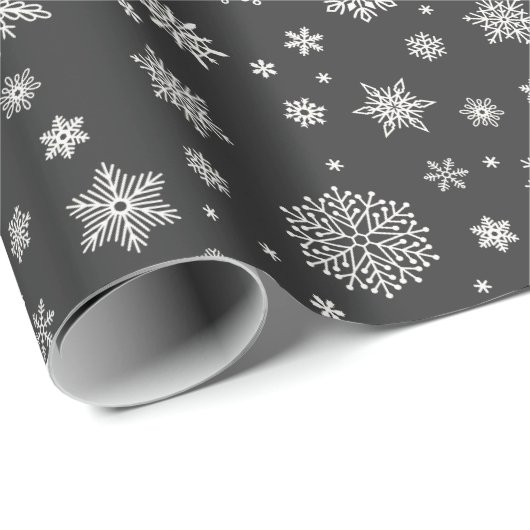 Witte Winter Sneeuwvlok Houtskool Cadeaupapier (Rol Hoek)