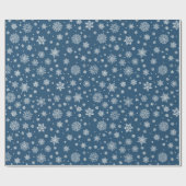 Witte Winter Sneeuwvlok Marine Blauw Cadeaupapier (Vlak)