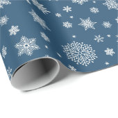 Witte Winter Sneeuwvlok Marine Blauw Cadeaupapier (Rol Hoek)