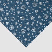 Witte Winter Sneeuwvlok Marine Blauw Tissuepapier (Detail)