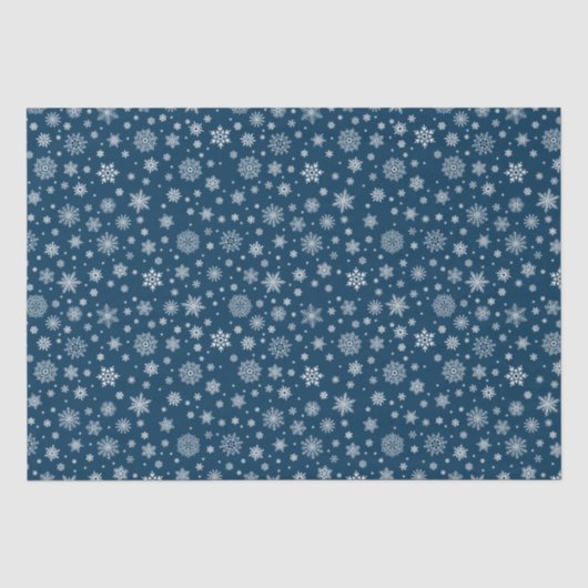 Witte Winter Sneeuwvlok Marine Blauw Tissuepapier (Voorkant)