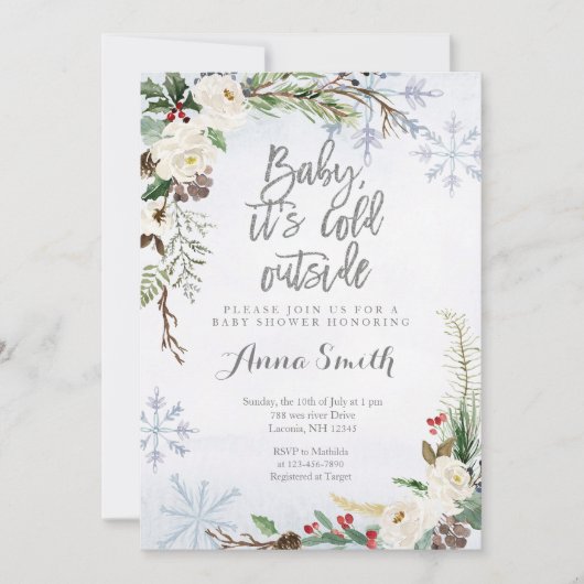 Witte Winter Sneeuwvlokken Baby shower Kaart (Voorkant)