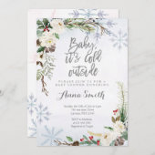 Witte Winter Sneeuwvlokken Baby shower Kaart (Voorkant / Achterkant)