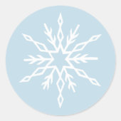 Witte Winter Sneeuwvlokken blauw Ronde Sticker (Voorkant)