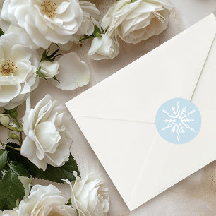 Witte Winter Sneeuwvlokken blauw Ronde Sticker