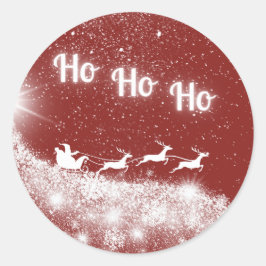 Witte winter sneeuwvlokken onder vliegende kerstma ronde sticker