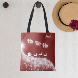 Witte winter sneeuwvlokken onder vliegende kerstma tote bag