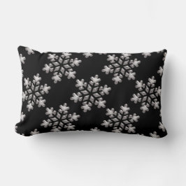 Witte winter sneeuwvlokken op zwart vakantiekussen kussen