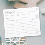 Witte Winter Vrijgezellenfeest Recept Kaart<br><div class="desc">Voeg een speciaal tintje toe aan uw winterse vrijgezellenfeest met onze gepersonaliseerde witte vrijgezellenfeest receptenkaart. Deze kaart is ideaal om in uw winterse vrijgezellenfeest thema's op te nemen en sluit naadloos aan bij alle winterse vrijgezellenfeest-ideeën. Of u nu een winterwonderland-vrijgezellenfeest-thema plant of ideeën voor winterse vrijgezellenfeesten verkent, deze elegante kaart...</div>