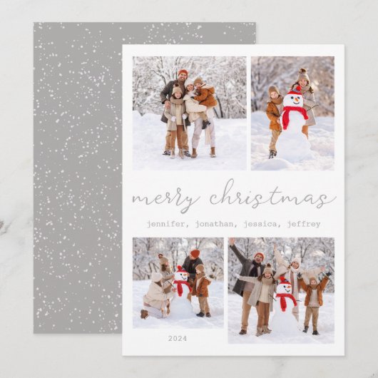 Witte Winter Vrolijke Kerstkaart (Voorkant / Achterkant)