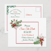 Witte Winter Wedding Thema Save the Date Briefkaar Aankondigingskaart (Voorkant / Achterkant)