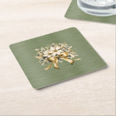 Witte Winterberry uitnodigingsset Kartonnen Onderzetters (Schuin)